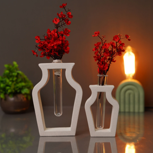 Crystal Blossom I A Pair Of Vase-Shaped Test Tube Planters — One Small, One Tall